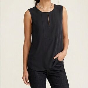 J. Crew Sleeveless Blouse Tank Top size 2 Black Career Minimalist coquette chic